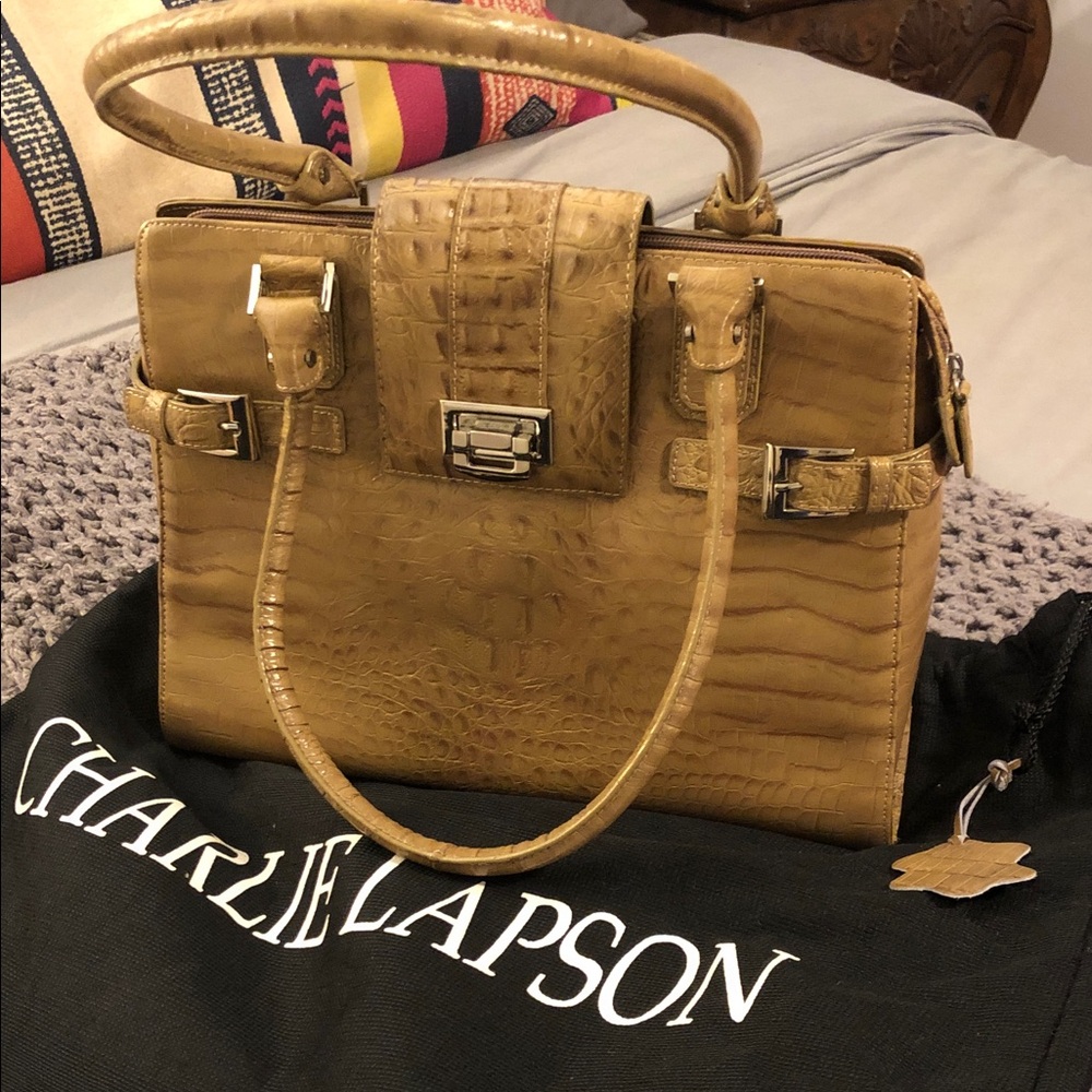 Charlie Lapson Beige / Tan Crocodile-Embossed Women's Purse 👜